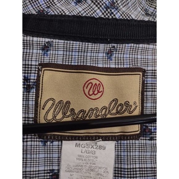 Vintage Wrangler rodeo Shirt Men Large Floral Blue Gray Casual Button Up western - Picture 3 of 6